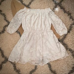 KAARI Blue - White, Off the Shoulder, A-Line Dress